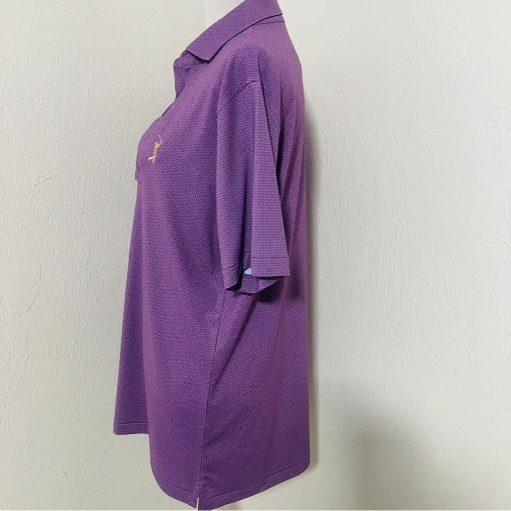 Peter Millar Men’s Medium Golf Polo Shirt Lavender & Blue Striped 3/4 Button EUC